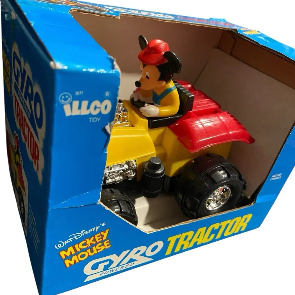 Vintage 1980's‎ Illco Disney Mickey Gyro Powered Tractor Toy Hot Rod